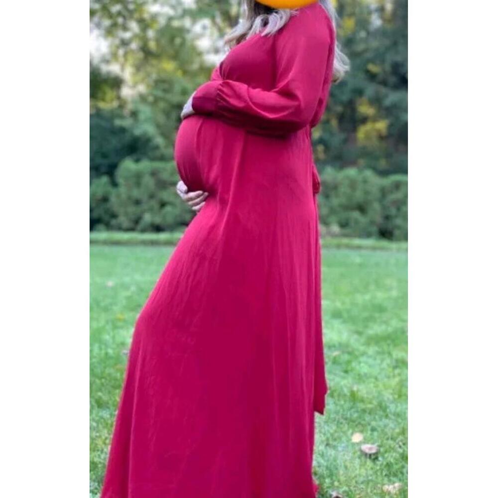 RICARICA Maternity Pink Long Sleeve Maxi Dress /Size S #C